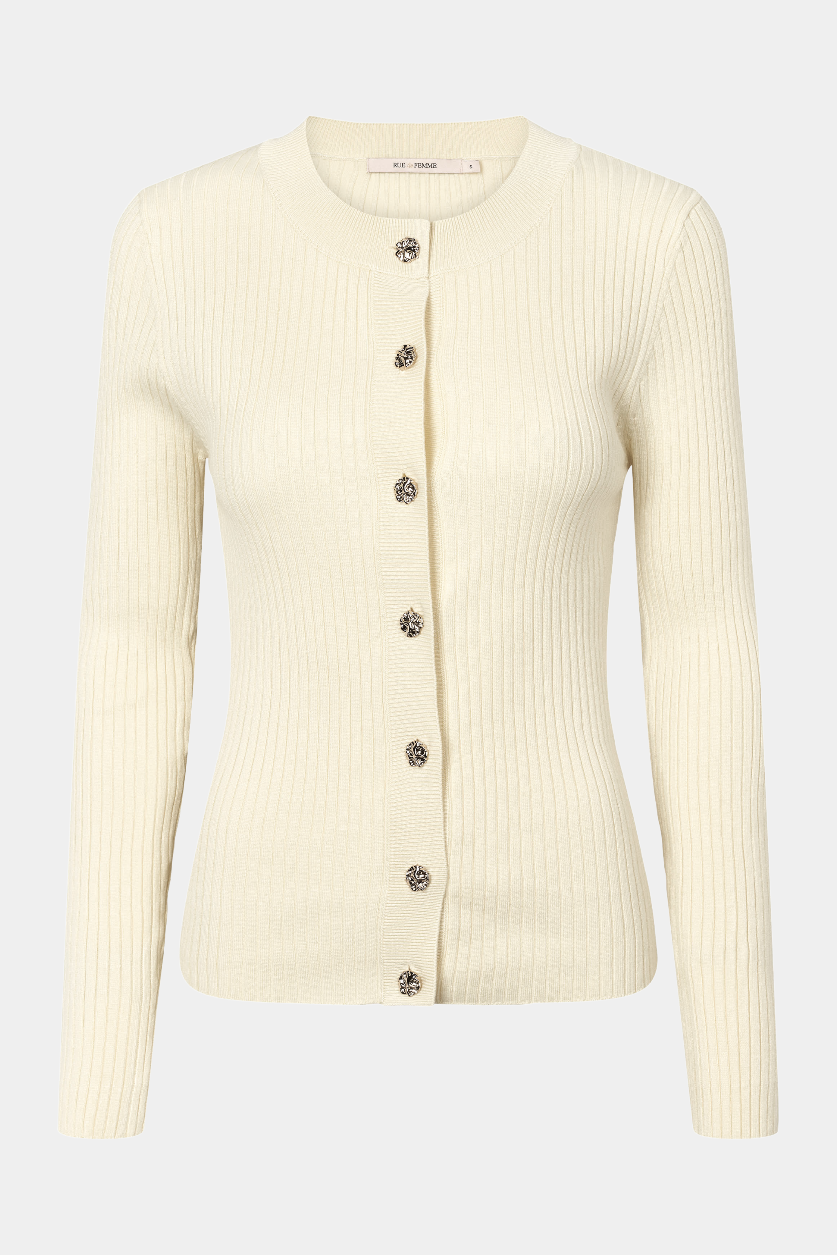 strik, strikket, rib, ribstrikket, knapper, white, off white, tætsiddende, blød, varm, fin, smuk, elegant, klassisk, feminin, pæn, rå, cool, sej, unik, musthave, hverdag, fest