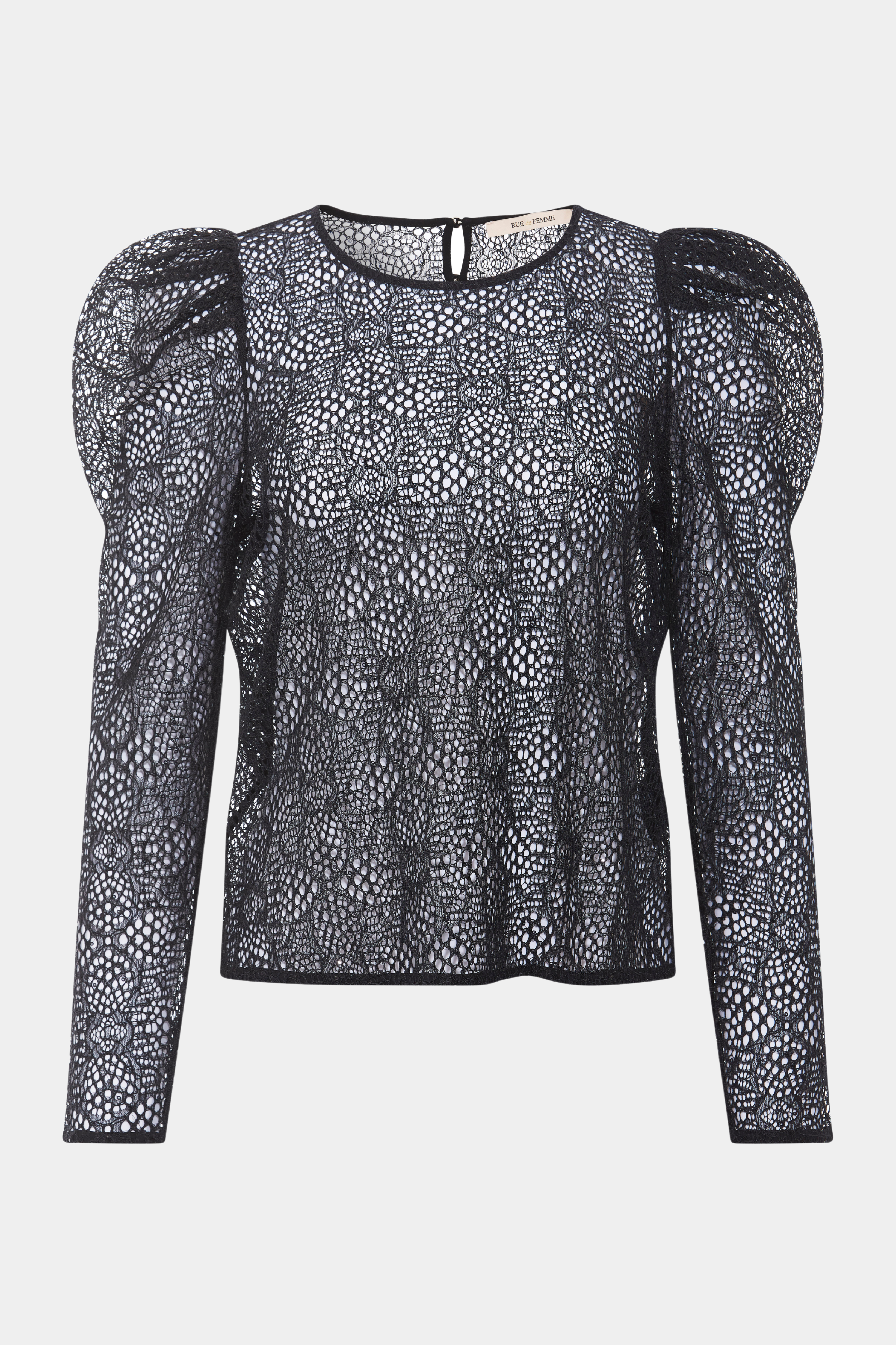 bluse, blouse, lace, blonde, sort, black, nyde, glimmer, glitter, pailletter, palietter, pufærmer, langærmet, elegant, fin, feminin, blød, soft, fest, festbluse, festtop, transparent, gennemsigtig, see through, hverdag, feminin, kvinde, dame, woman
