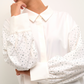 skjorte, shirt, oversize, overshirt, hvid, blød, sten, similisten, glimmer, glitter, fin, smuk, elegant, klassisk, feminin, pæn, rå, cool, sej, unik, musthave, hverdag, fest