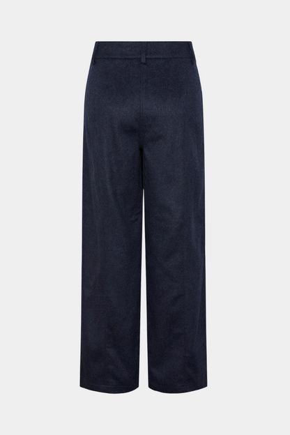 Bukser, pants, bredde, vidde, blå, navy, uld, varme, tykke, knap, straight, bløde, fin, smuk, elegant, klassisk, feminin, pæn, rå, cool, sej, unik, musthave, hverdag, fest