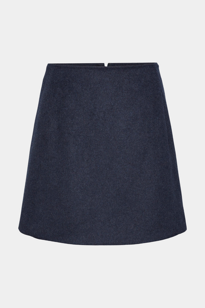 nederdel, skirt, mini, miniskirt, kort, uld, ulden, blød, varm, blå, navy, melange, enkelt, fin, smuk, elegant, klassisk, feminin, pæn, rå, cool, sej, unik, musthave, hverdag, fest