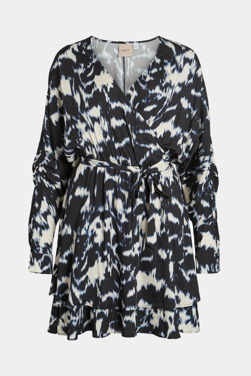 kjole, dress, wrap, slåom, print, animal, dyreprint, bindebånd. flæse, langærmet, fin, smuk, elegant, klassisk, feminin, pæn, rå, cool, sej, unik, hverdag, fest