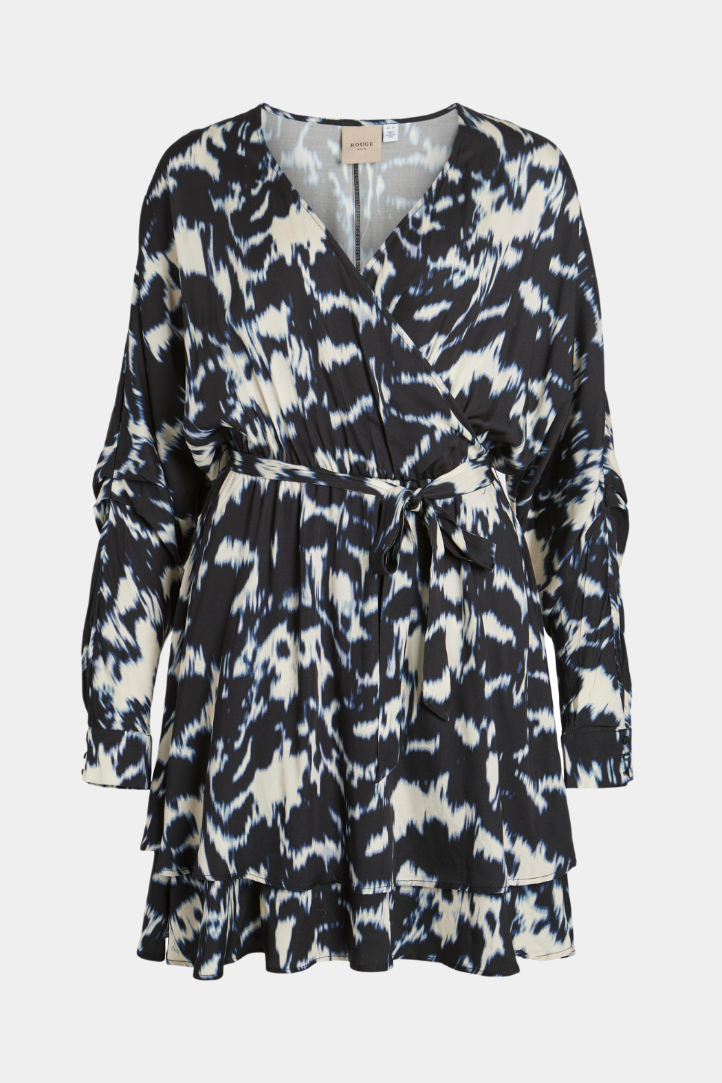 kjole, dress, wrap, slåom, print, animal, dyreprint, bindebånd. flæse, langærmet, fin, smuk, elegant, klassisk, feminin, pæn, rå, cool, sej, unik, hverdag, fest