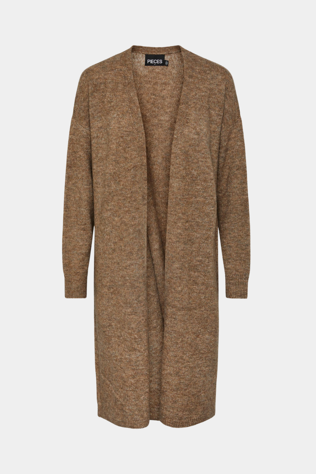 Cardigan, strik, knit, trøje, lang, brun, fin, smuk, elegant klassisk, pæn, rå, cool, sej, unik, musthave, basis, basic, hverdag, fest