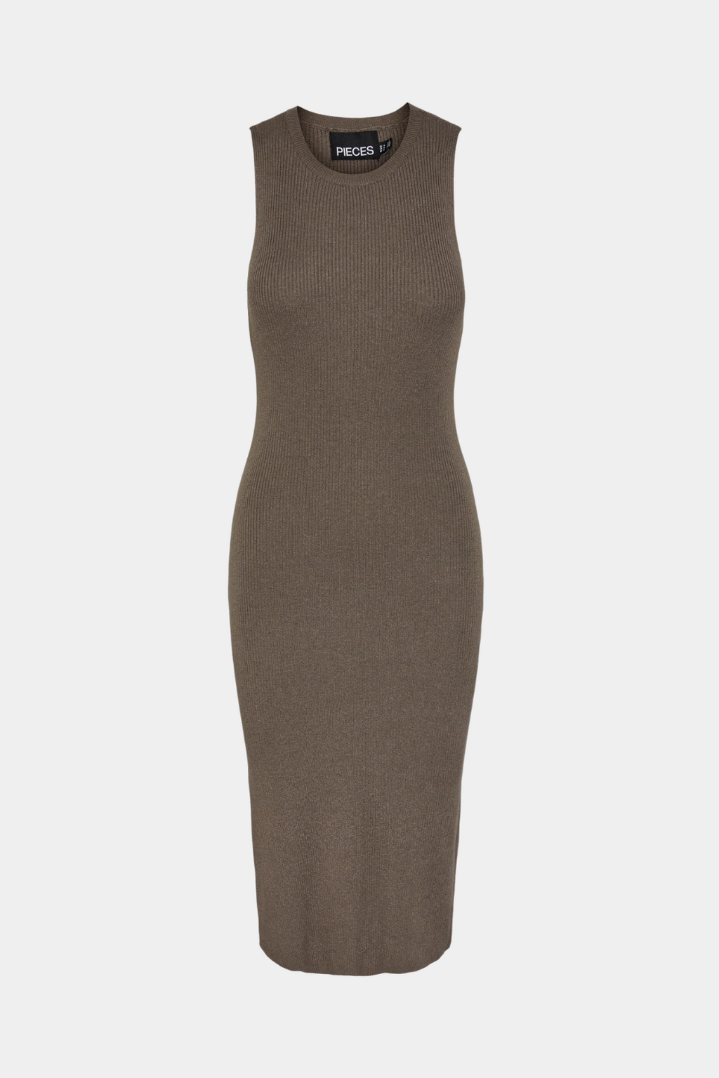 kjole, dress, lang, rib, ribstrik, strik, brun, slids, slidser, tætsiddende, stram, fin, smuk, elegant, klassisk, feminin, pæn, rå, cool, sej, unik, musthave, basis, basic, hverdag, fest