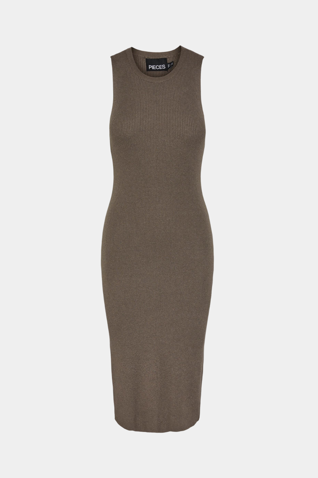 kjole, dress, lang, rib, ribstrik, strik, brun, slids, slidser, tætsiddende, stram, fin, smuk, elegant, klassisk, feminin, pæn, rå, cool, sej, unik, musthave, basis, basic, hverdag, fest