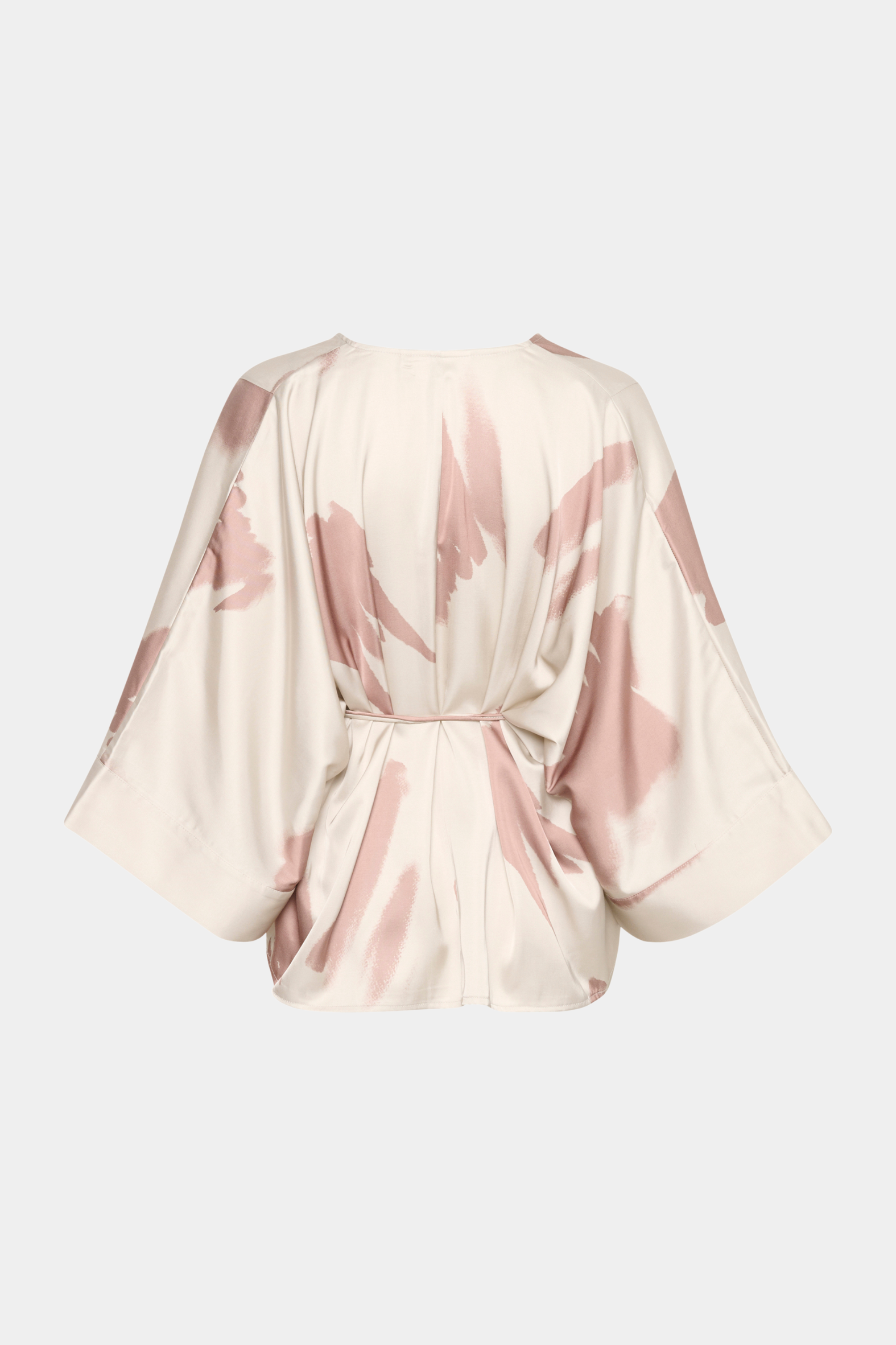 bluse, blouse, top, overdel, beige, råhvid, creme, rosa, lyserød, print, silke, shiny, blankt, bindebånd, fin, smuk, elegant, klassisk, feminin, pæn, rå, cool, sej, unik, musthave, hverdag, fest