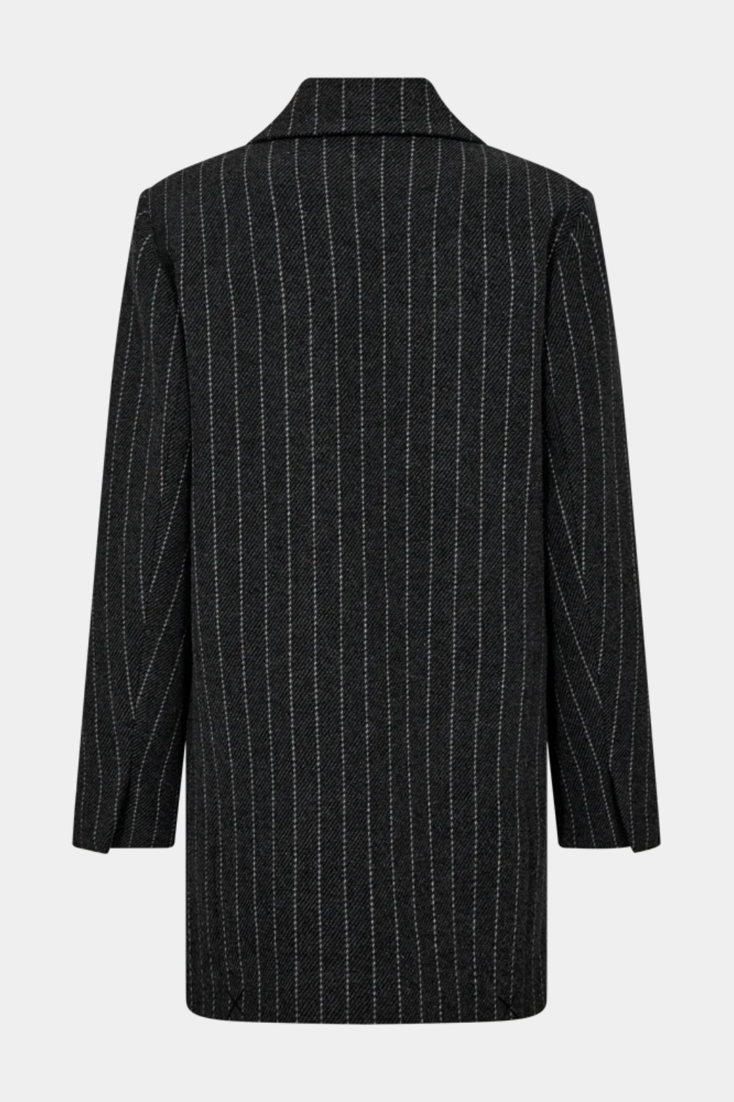 blazer, habit, jakke, frakke, tyk, varm, oversize, striber, nålestribet, sort, revers, efterårsjakke, fin, smuk, elegant, klassisk, feminin, pæn, rå, cool, sej, unik, musthave, hverdag, fest