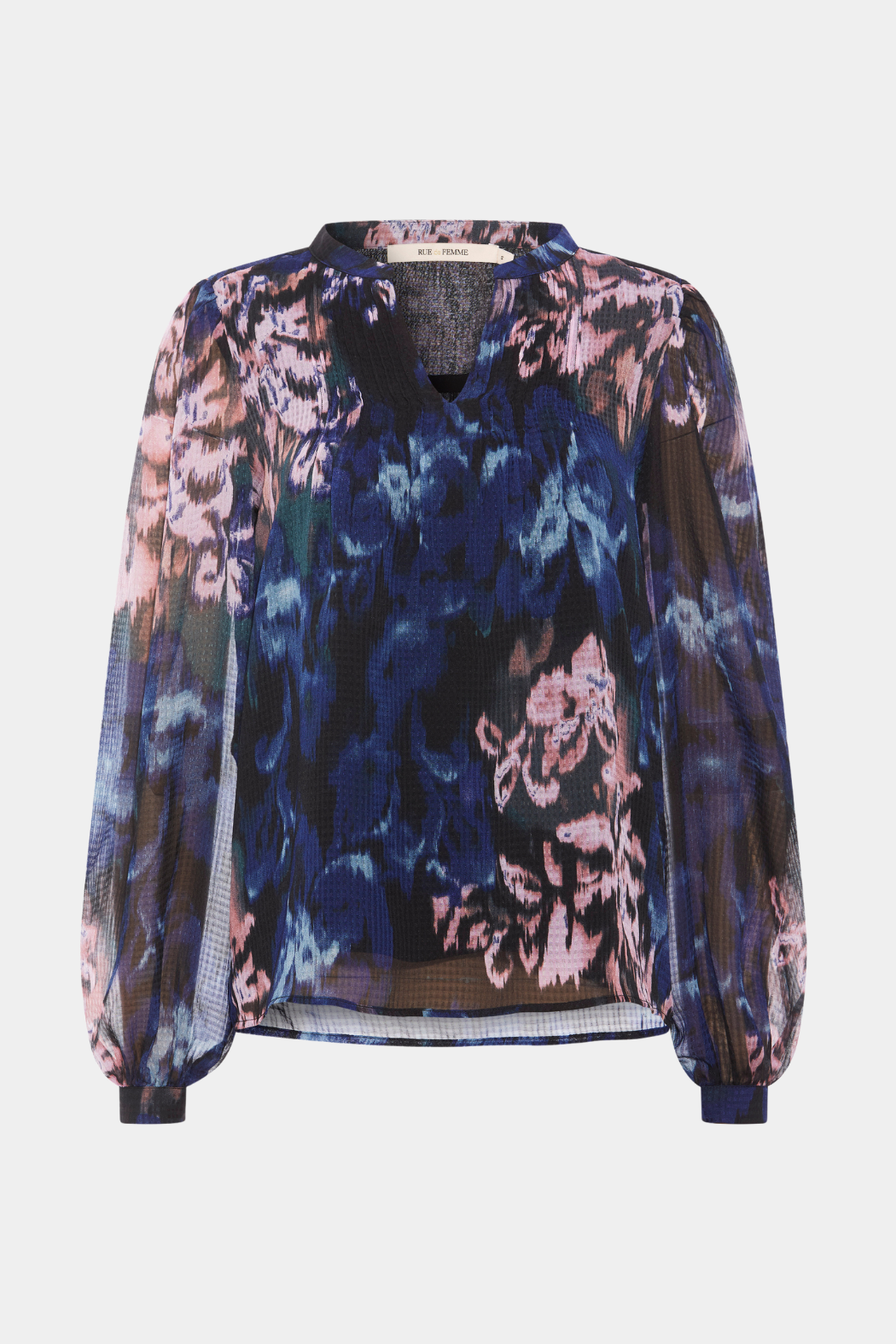bluse, trøje, print, blomster, blå, pink, rosa, transparent, gennemsigtig, fin, smuk, elegant, klassisk, feminin, pæn, rå, cool, sej, unik, musthave, hverdag, fest