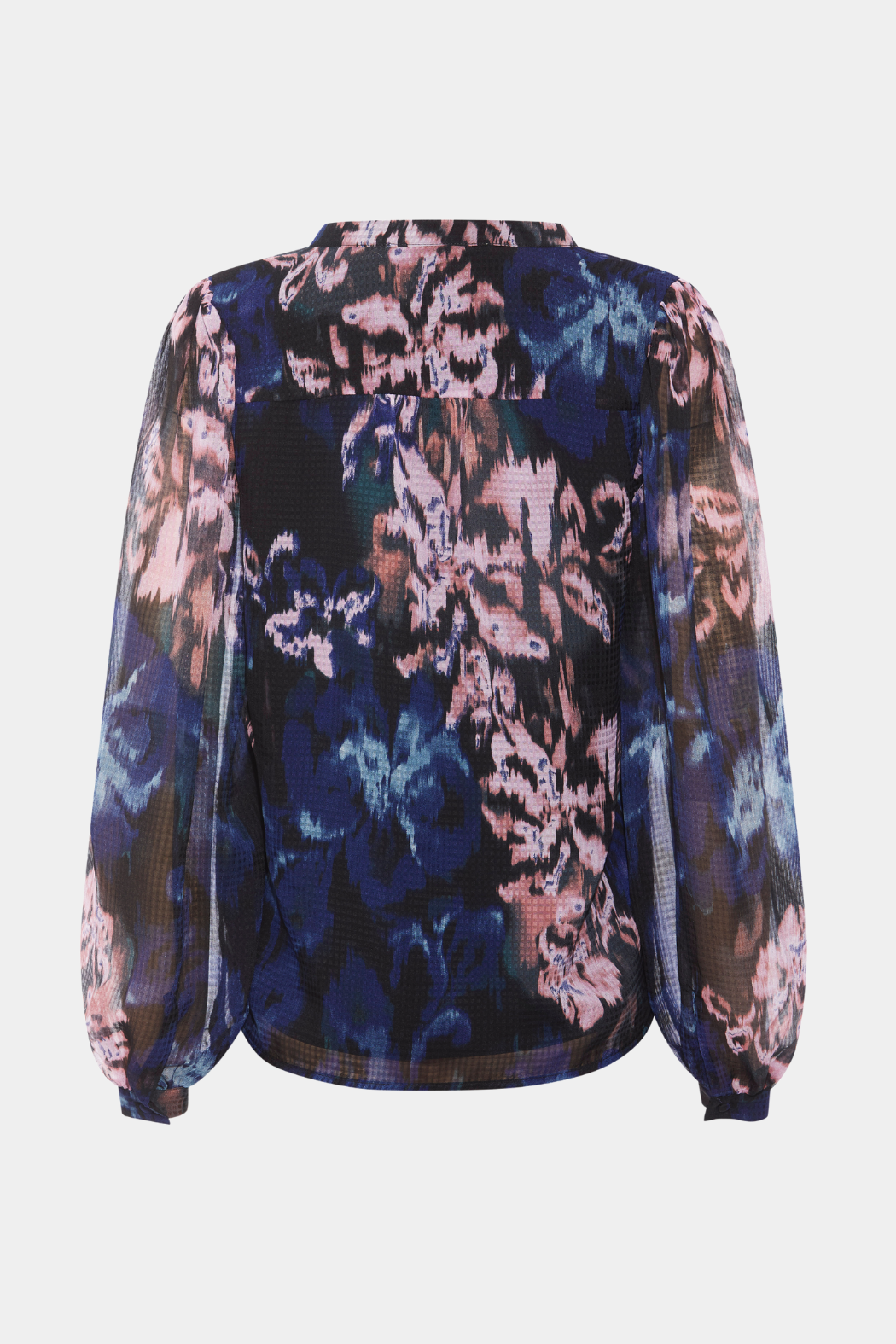 bluse, trøje, print, blomster, blå, pink, rosa, transparent, gennemsigtig, fin, smuk, elegant, klassisk, feminin, pæn, rå, cool, sej, unik, musthave, hverdag, fest