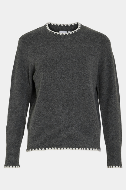 strik, knit, pullover, grå, grey, melange, stikninger, kant, blød, varm, fin, smuk, elegant, klassisk, feminin, pæn, rå, cool, sej, unik, musthave, hverdag, fest