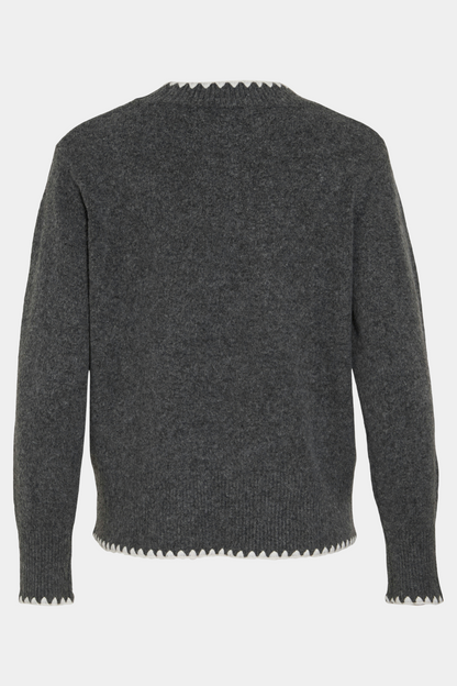 strik, knit, pullover, grå, grey, melange, stikninger, kant, blød, varm, fin, smuk, elegant, klassisk, feminin, pæn, rå, cool, sej, unik, musthave, hverdag, fest