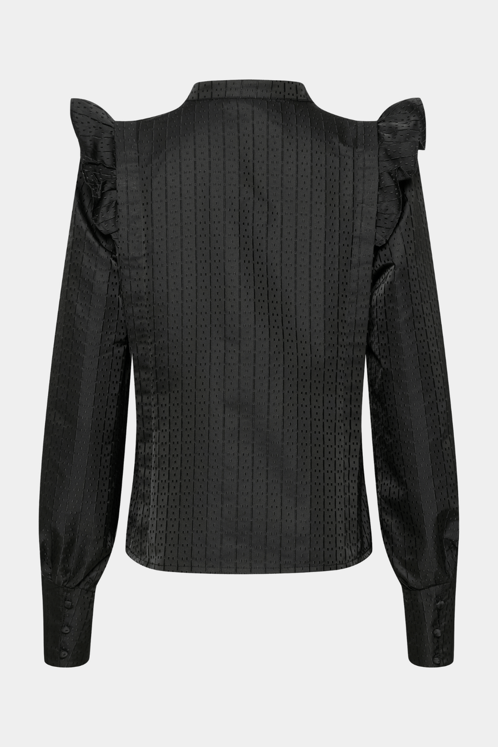 skjorte, shirt, bluse, blouse, sort, satin, silke, blank, glat, mønster, flæser, festlig, tætsiddende, fitted, fin, smuk, elegant, klassisk, feminin, pæn, rå, cool, sej, unik, musthave, hverdag, fest