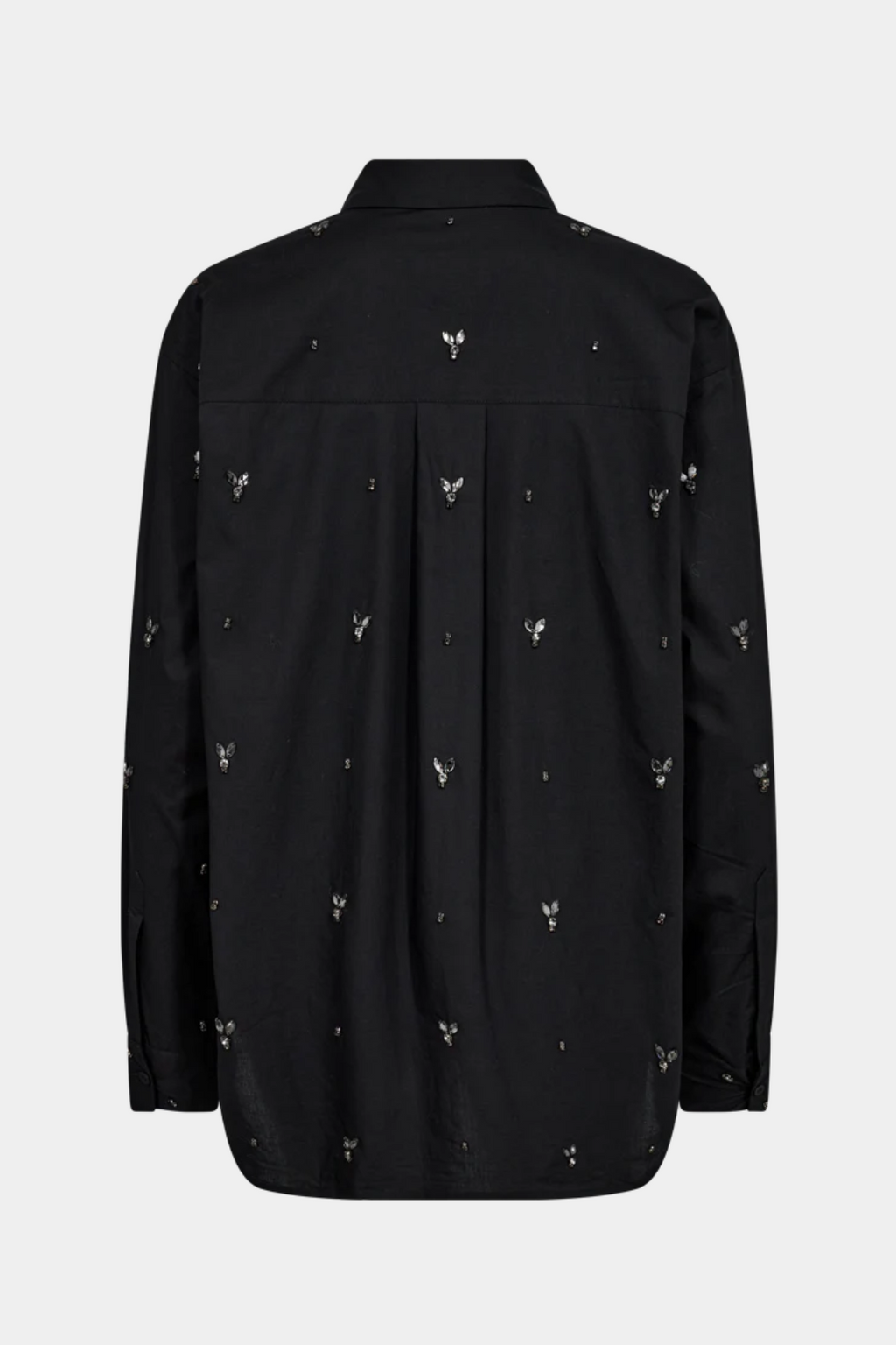 skjorte, shirt, overdel, oversize, loosefit, løstsiddende, sten, smimilisten, glimmer, glitter, fin, smuk, elegant, klassisk, feminin, pæn, rå, cool, sej, unik, musthave, hverdag, fest