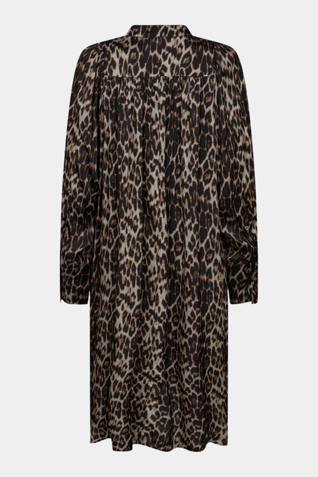 kjole, dress, oversize, løs, løstsiddene, print, leopard, leo, leoparprint, brun, lang, knapper, viskose, let, åndbar, fin, smuk, elegant, klassisk, feminin, pæn, rå, cool, sej, unik, musthave, hverdag, fest