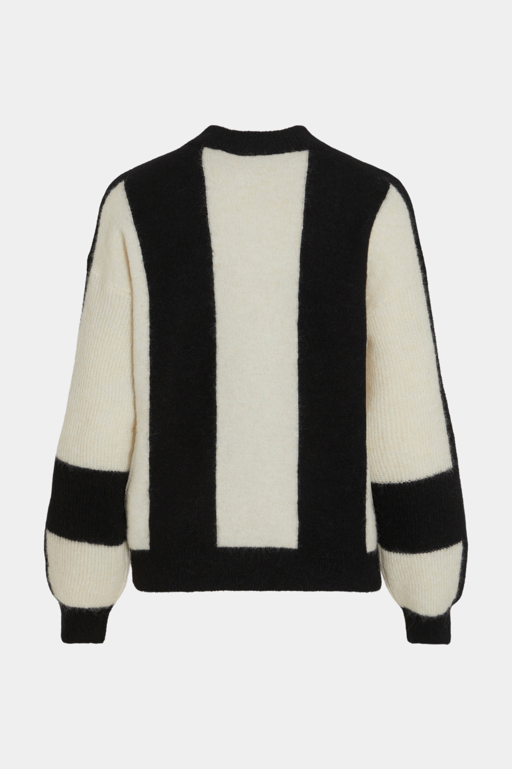 strik, knit, varm, blød, stor, oversize, vamset, strib, striber, sort, hvid, råhvid, creme, rundhals, fin, smuk, elegant, klassisk, feminin, pæn, rå, cool, sej, unik, musthave, hverdag, fest