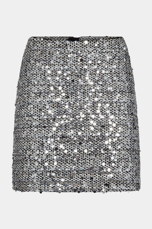 nederdel, skirt, miniskirt, boucle, pailletter, glimmer, glitter, skinnende, fin, smuk, elegant, klassisk, feminin, pæn, rå, cool, sej, unik, musthave, hverdag, fest