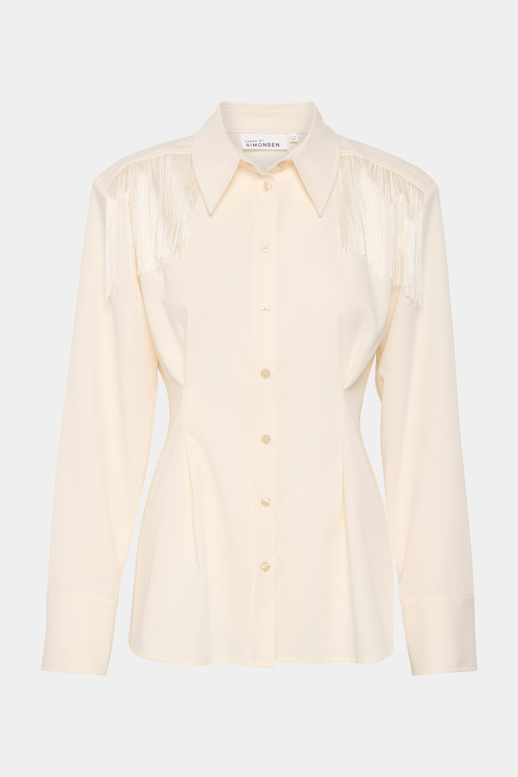 skjorte, shirt, bluse, overdel, frynser, snore, tråde, krave, glat, blank, skínnende, fin, smuk, elegant, klassisk, feminin, pæn, rå, cool, sej, unik, musthave, hverdag, fest