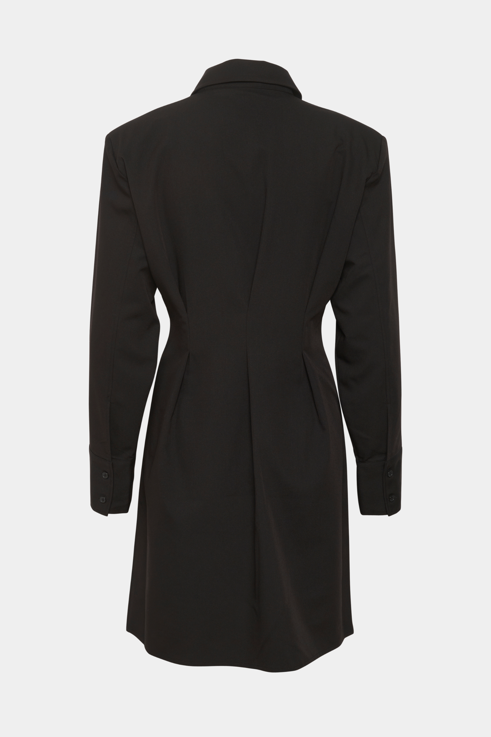 kjole, dress, midi, taljeret, talje, facon, tætsiddende, stram, frynse, frynser, snore, krave, sort, black, blank, skinnende, fin, smuk, elegant, klassisk, feminin, pæn, rå, cool, sej, unik, musthave, hverdag, fest