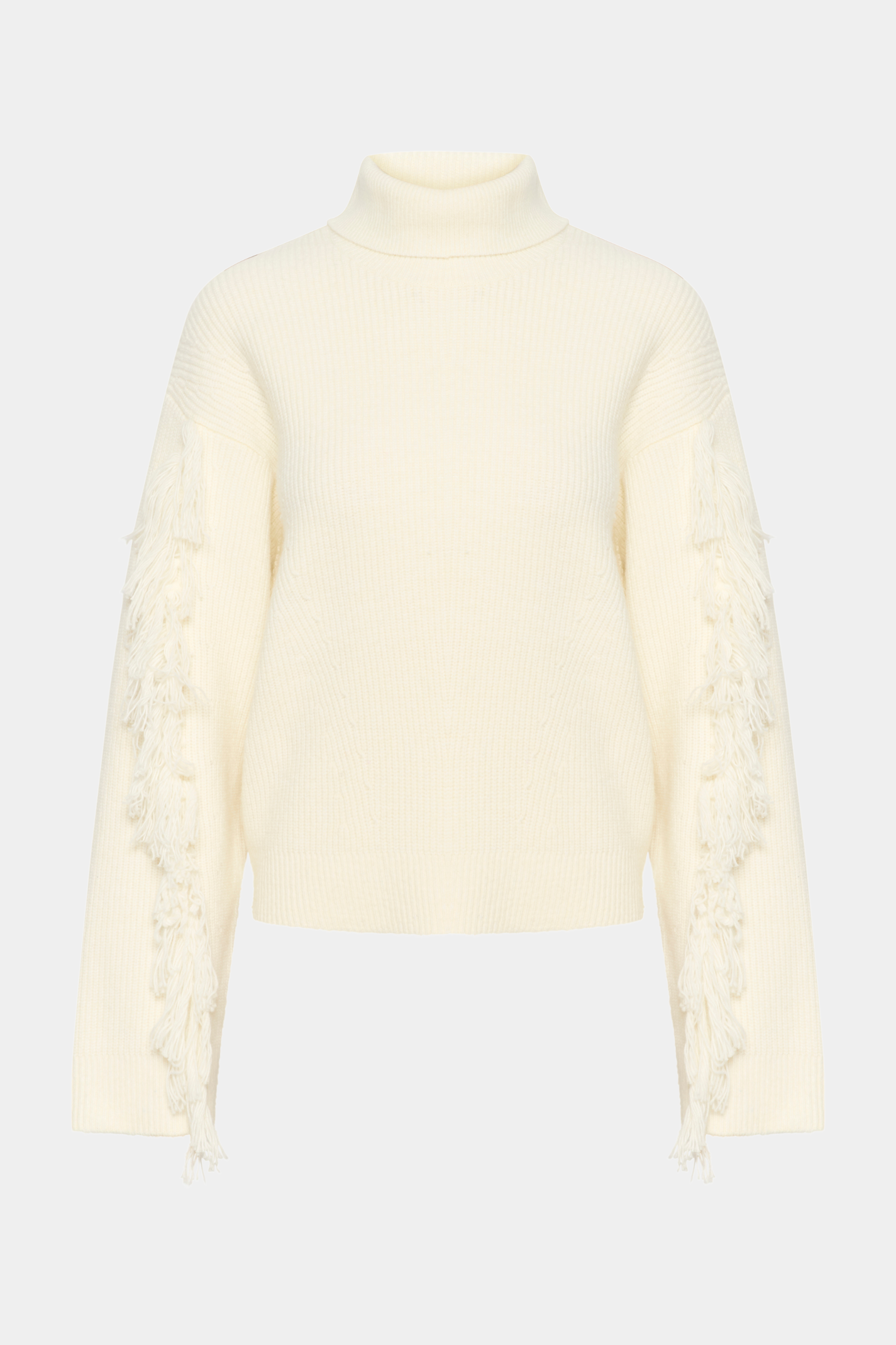 strik, knit, glatstrik, højhals, turtleneck, frynser, flyns, snore, tråde, hvid, råhvid, creme, varm, blød, uld, fin, smuk, elegant, klassisk, feminin, pæn, rå, cool, sej, unik, musthave, hverdag, fest, 
