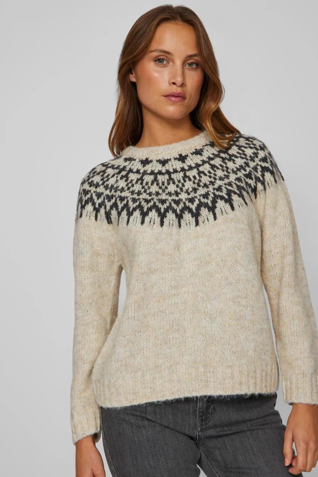 VIejla o-neck L/S jaquard knit top