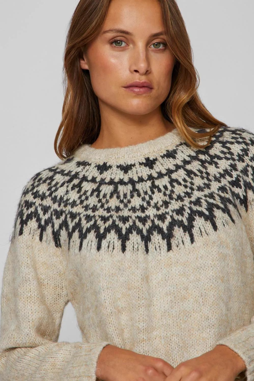 VIejla o-neck L/S jaquard knit top