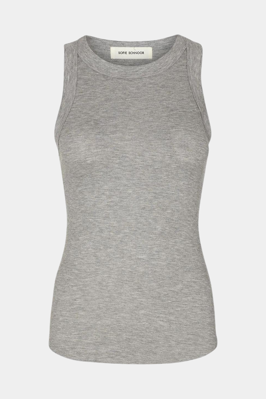 top, tanktop, rib, grå, grey, basic, rundhals, fin, smuk, elegant, klassisk, feminin, pæn, rå, cool, sej, unik, musthave, hverdag, fest