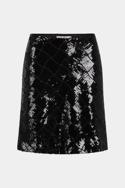 nederdel, skirt, kort, midi, glimmer, glitter, pailletter, sort, black, skinnende, blank, festlig, fin, smuk, elegant, klassisk, feminin, pæn, rå,cool, sej, unik, musthave, hverdag, fest