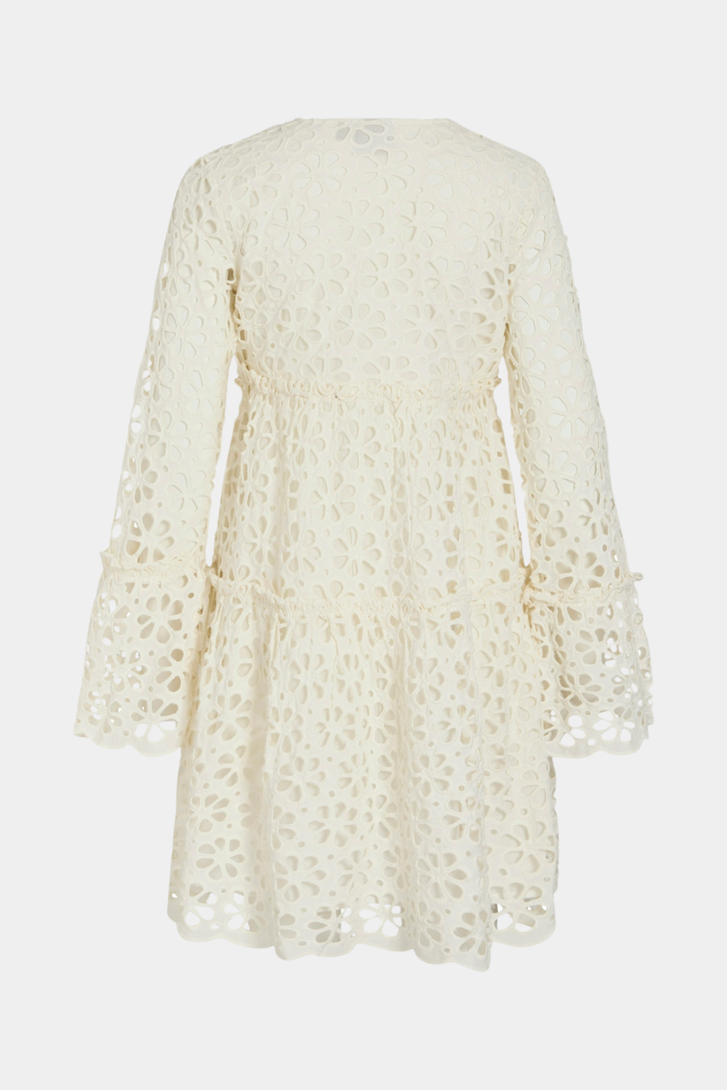 kjole, dress. midi, kort, blonde, blonder, broderi, broderianglaise, bindebånd, bånd, snører, sløjfe, sløjfer, hulmønster, huller, vudskæring, fin, smuk, elegant, klassisk, feminin, pæn, rå, cool, sej, unik, musthave, hverdag, fest