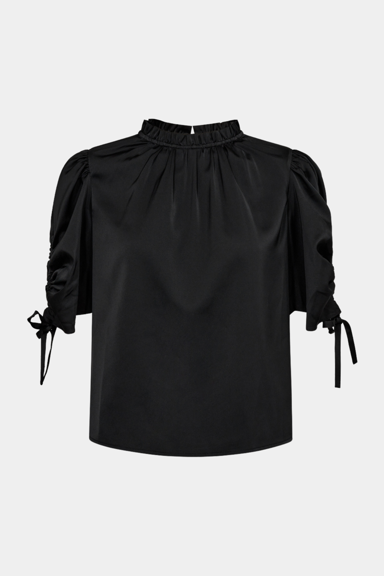 bluse, blouse, overdel, puff, snore, snøre, rundhals, sort, black, fin, smuk, elegant, klassisk, feminin, pæn, rå, cool, sej, unik, musthave, hverdag, fest