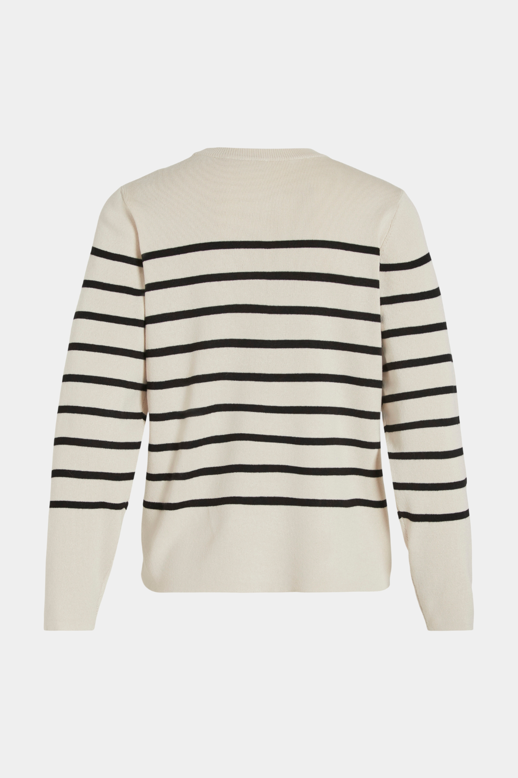 strik, knit, bluse, pullover, striber, stribet, råhvid, hvid, creme, sort, rundhals, slids, slidser, blød, varm, viskose, løs, løstsiddende, comfy, behagelig, fin, smuk, elegant, klassisk, feminin, pæn, rå, cool, sej, unik, musthave, hverdag, fest
