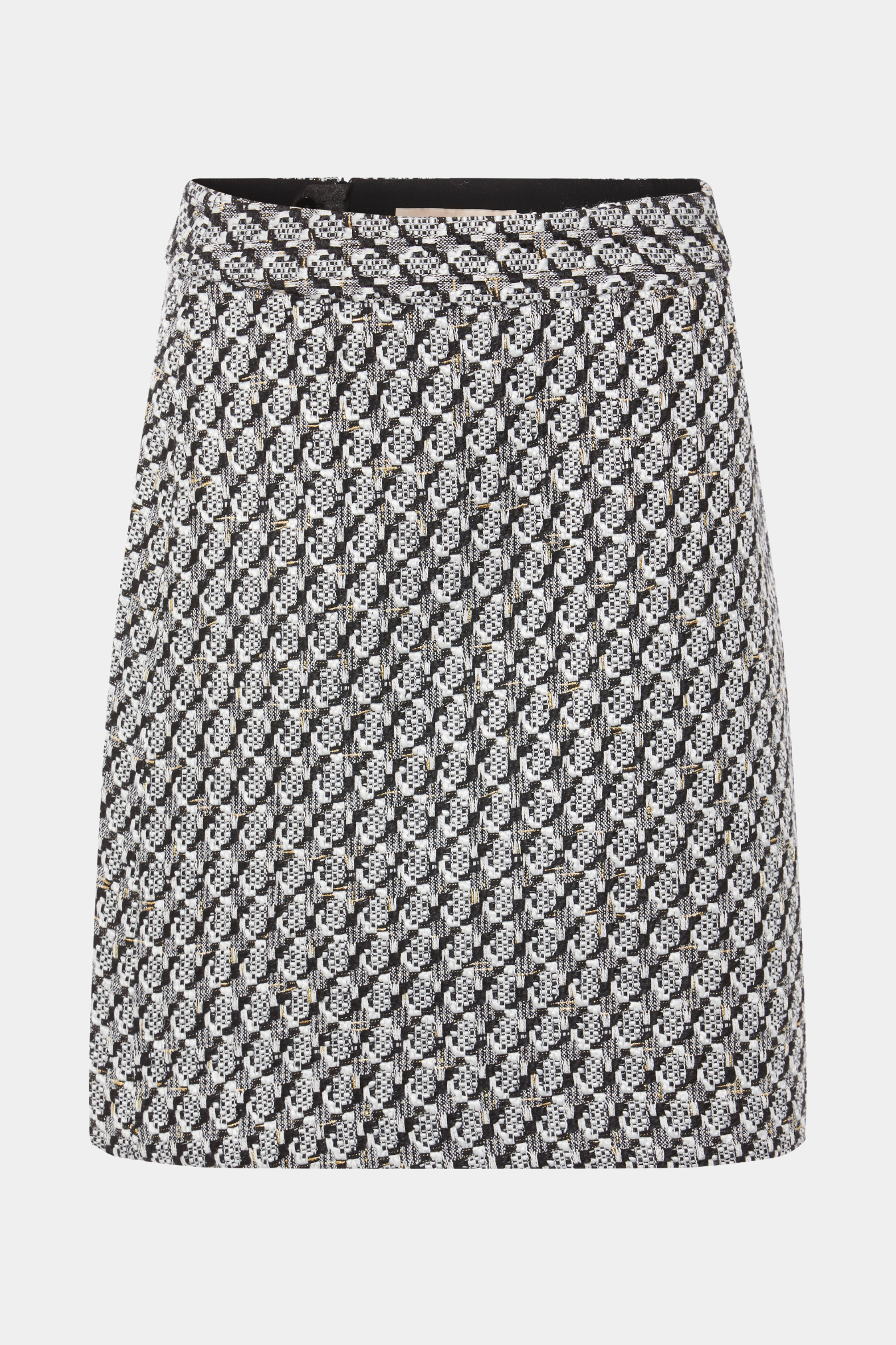nederdel, skirt, kort, over knæ, ternet, sort, hvid, bouclé, blød, lynlås, trendy, nyhed, fin, smuk, elegant, klassisk, feminin, pæn, rå, cool, sej, unik, musthave, hverdag, fest