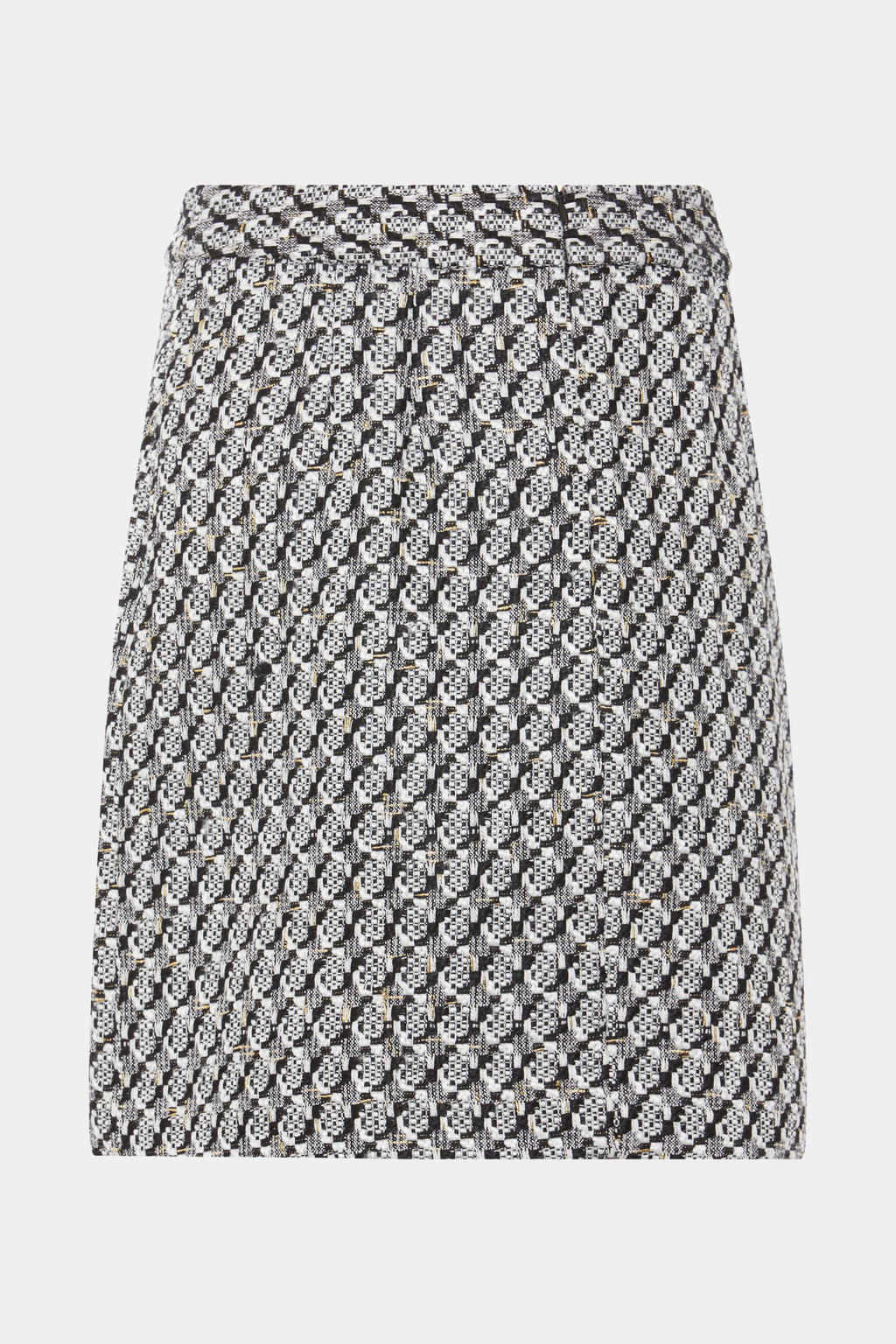 nederdel, skirt, kort, over knæ, ternet, sort, hvid, bouclé, blød, lynlås, trendy, nyhed, fin, smuk, elegant, klassisk, feminin, pæn, rå, cool, sej, unik, musthave, hverdag, fest