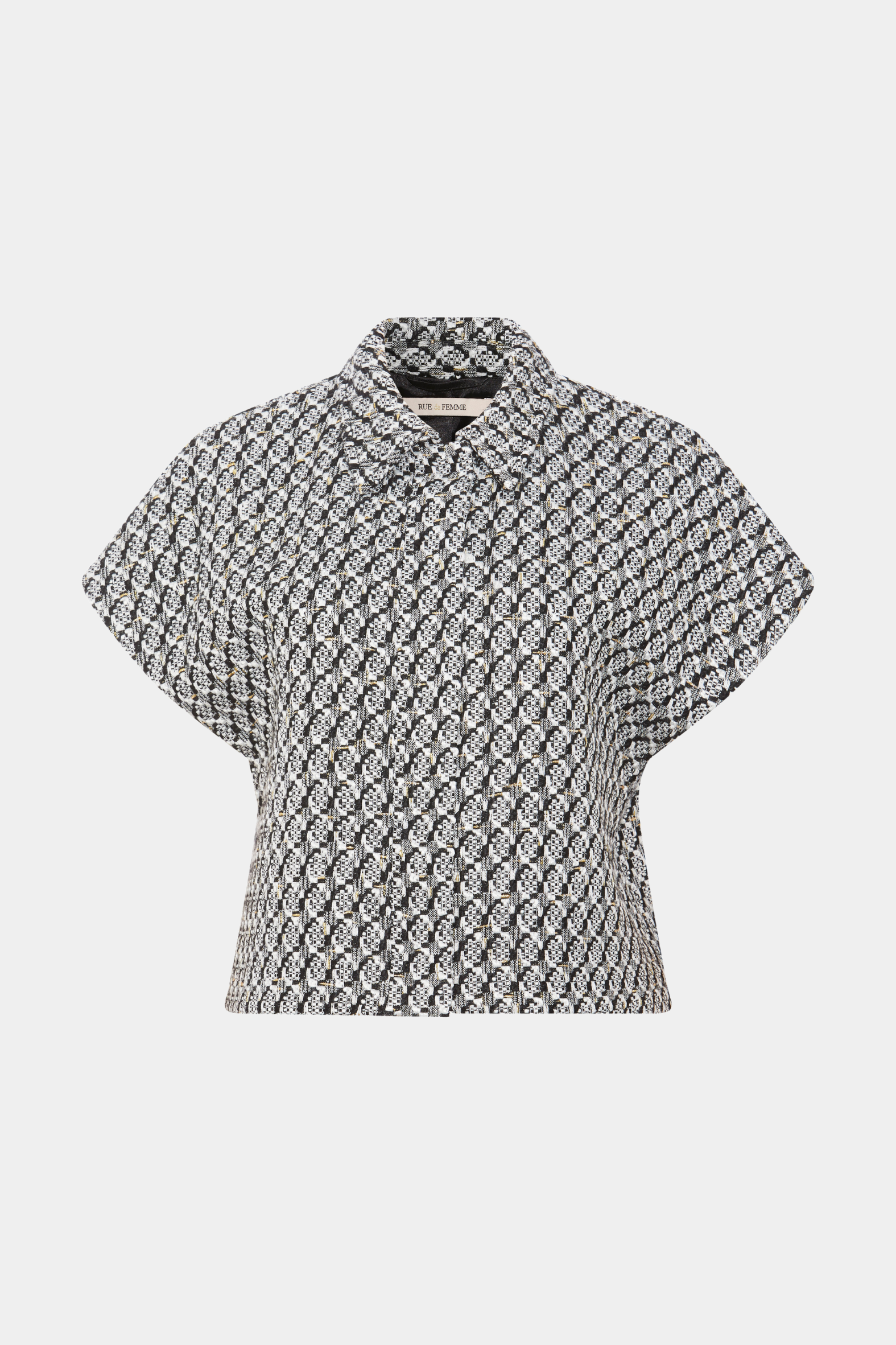 vest, skjorte, shirt, bluse, overdel, krave, knapper, ternet, print, sort, hvid, glimmer, glitter, sølv, fin, smuk, elegant, klassisk, feminin, pæn, rå, cool, sej, unik, musthave, hverdag, fest