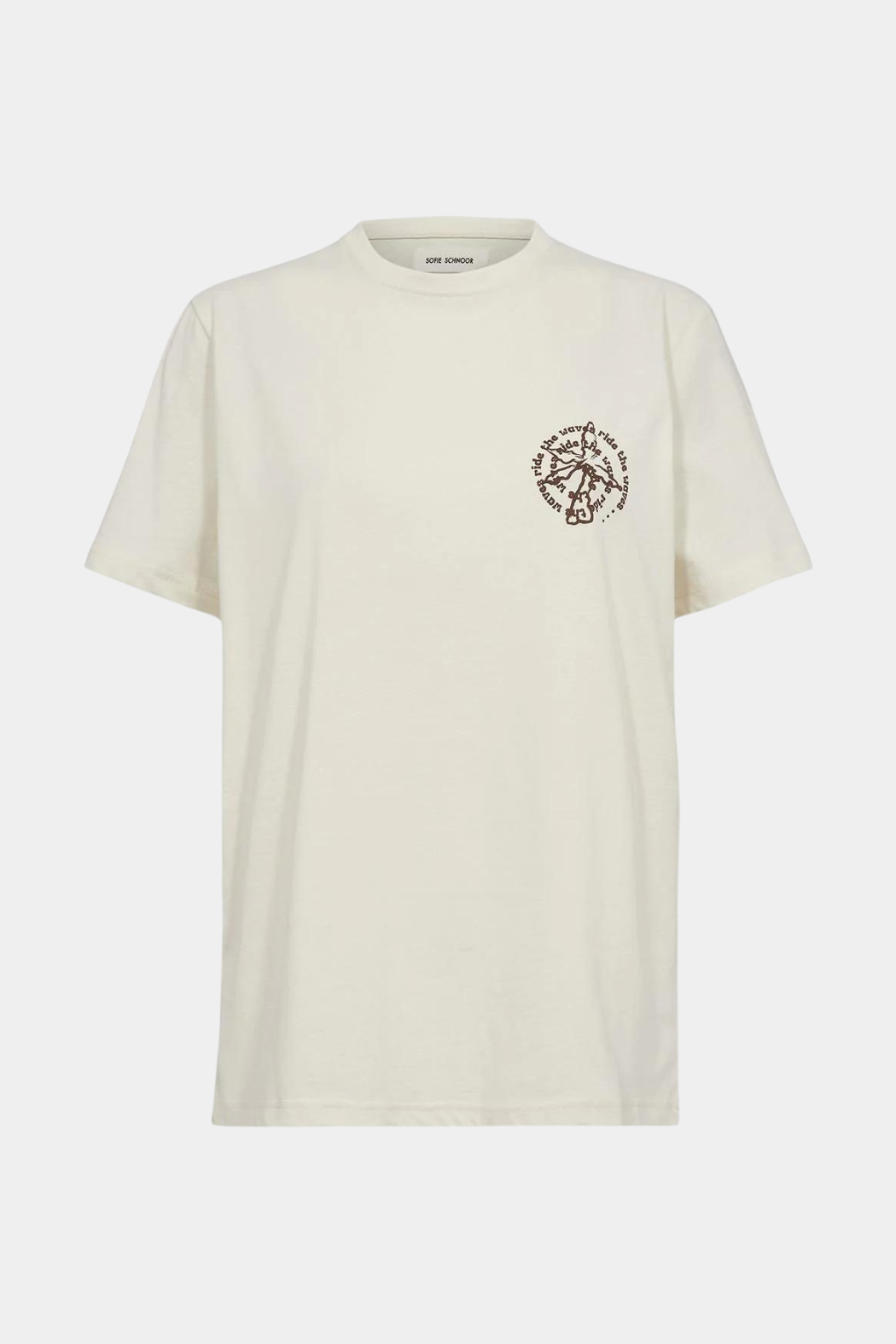 tee, tshirt, overdel, bluse, hvid, råhvid, creme, tryk, print, brun, fin, smuk, elegant, klassisk, feminin, pæn, rå,cool, sej, unik, musthave, hverdag, fest,
