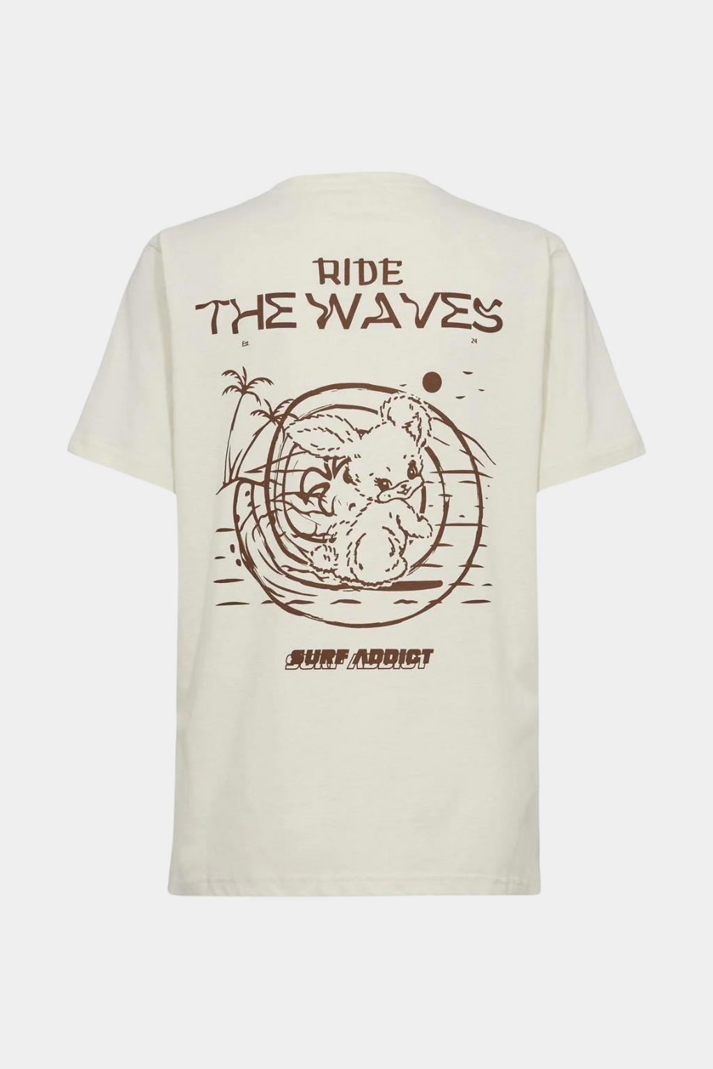 tee, tshirt, overdel, bluse, hvid, råhvid, creme, tryk, print, brun, fin, smuk, elegant, klassisk, feminin, pæn, rå,cool, sej, unik, musthave, hverdag, fest,