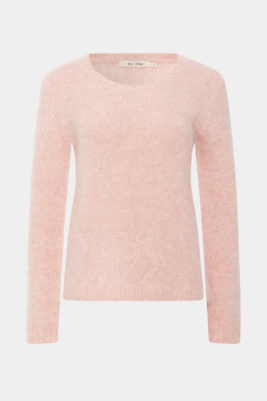 strik, knit, bluse, trøje, pullover, lyserød, rosa, dush, pastel, vamset, langhået, uld, rundhals, tætsiddende, varm, hyggelig, hygge, fin, smuk, elegant, klassisk, feminin, pæn, rå, cool, sej, unik, musthave, hverdag, fest