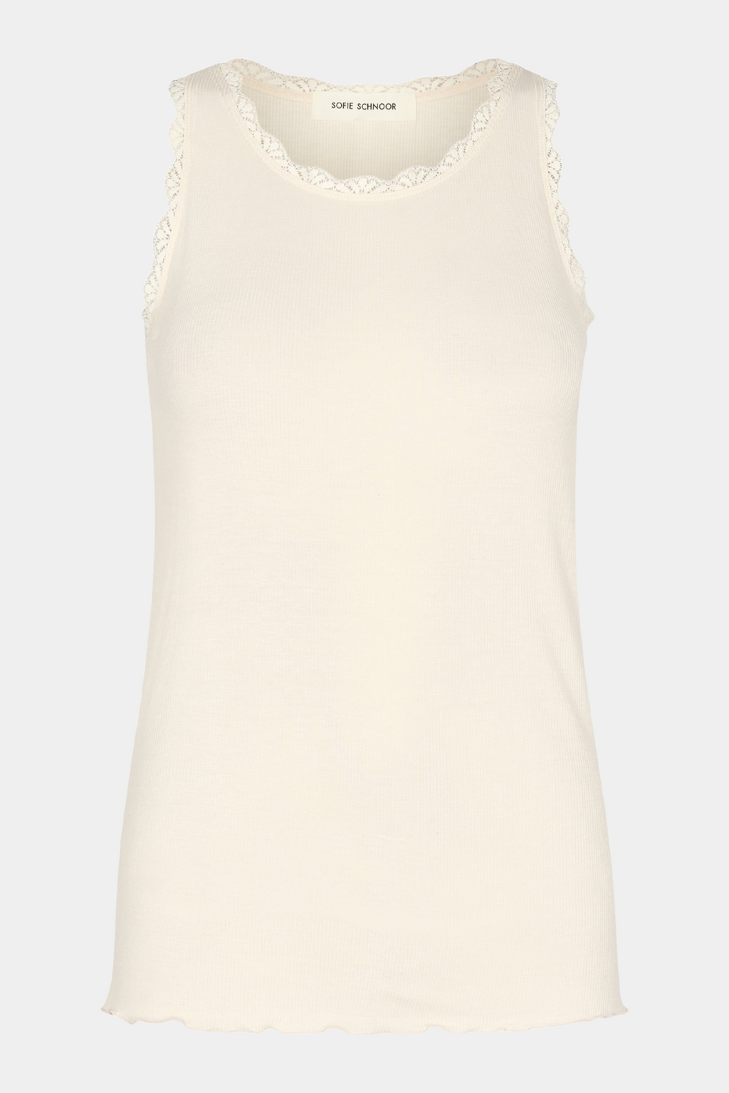 top, bluse, basic, basis, staple, blonde top, white, hvid, off white, råhvid, creme, cream, blondetop, blød, soft, rib, ribbet, stretch, elastik, soft, blød, rosemunde, kvinde, dame, woman