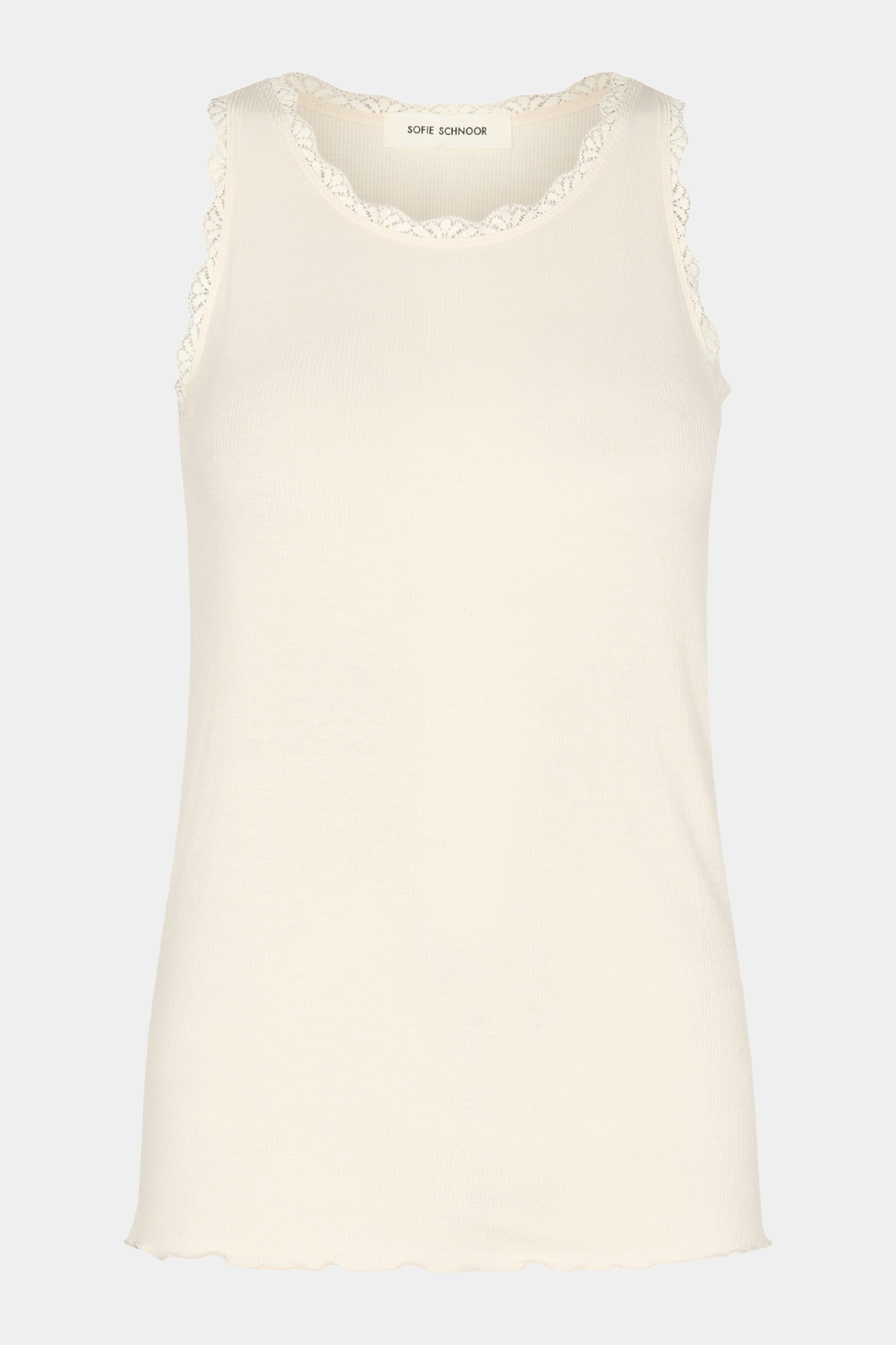 top, bluse, basic, basis, staple, blonde top, white, hvid, off white, råhvid, creme, cream, blondetop, blød, soft, rib, ribbet, stretch, elastik, soft, blød, rosemunde, kvinde, dame, woman