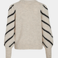 strik, knit, bluse, pullover, rundhals, striber, råhvid, natur, sort, rib, fin, smuk, elegant, klassisk, feminin, pæn, rå, cool, sej, unik, musthave, hverdag, fest