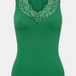 top, bluse, blouse, grøn, græs, green, lace, blonde, rib, stretchy, elastik, mikrofiber, microfiber, kvinde, dame, woman, farveægte, allergivenlig