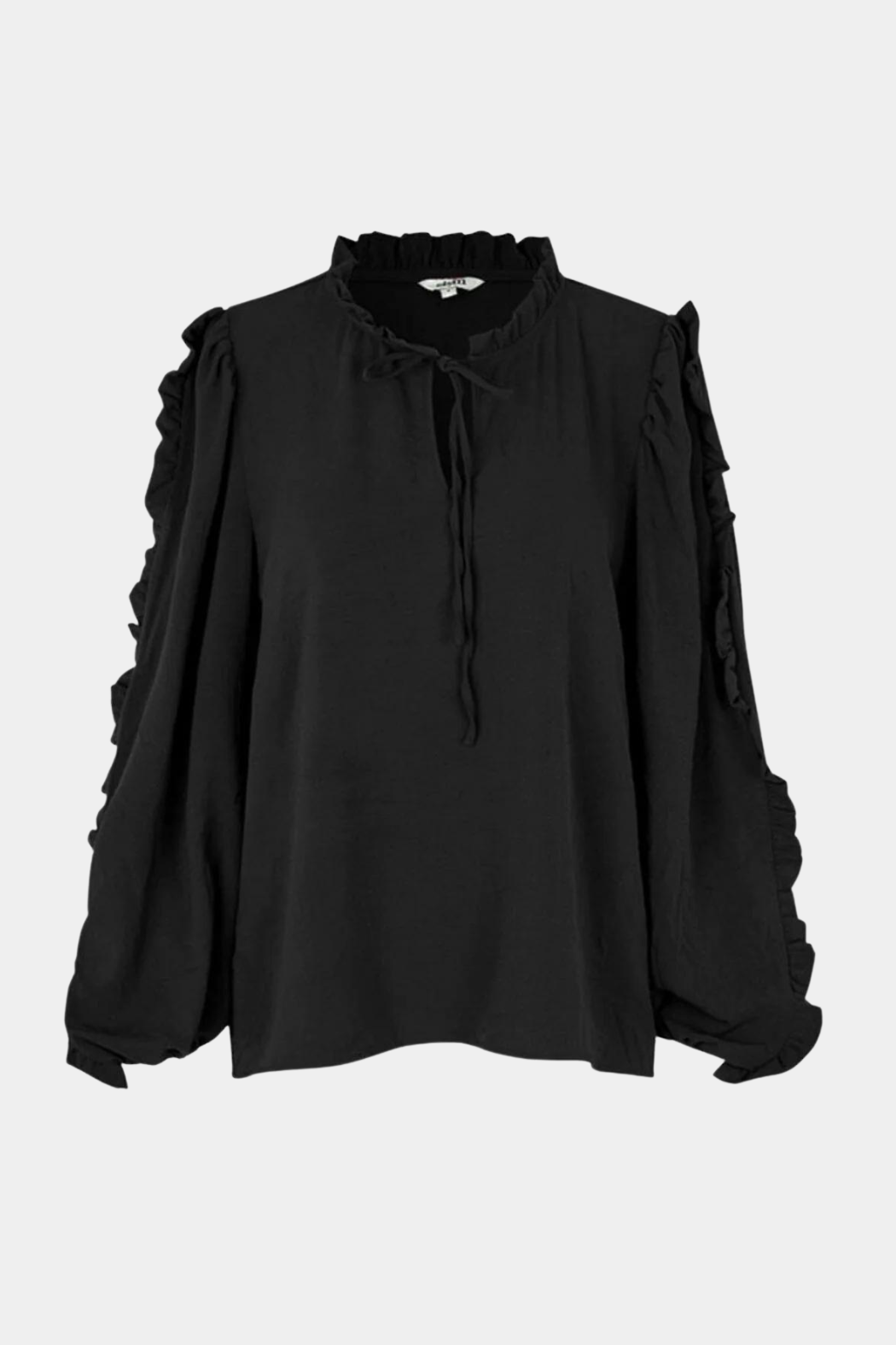 skjorte, shirt, overdel, bluse, sort, flæser, bindebånd, let, fin, smuk, elegant, klassisk, feminin, rå, cool, sej, unik, musthave, hverdag, fest