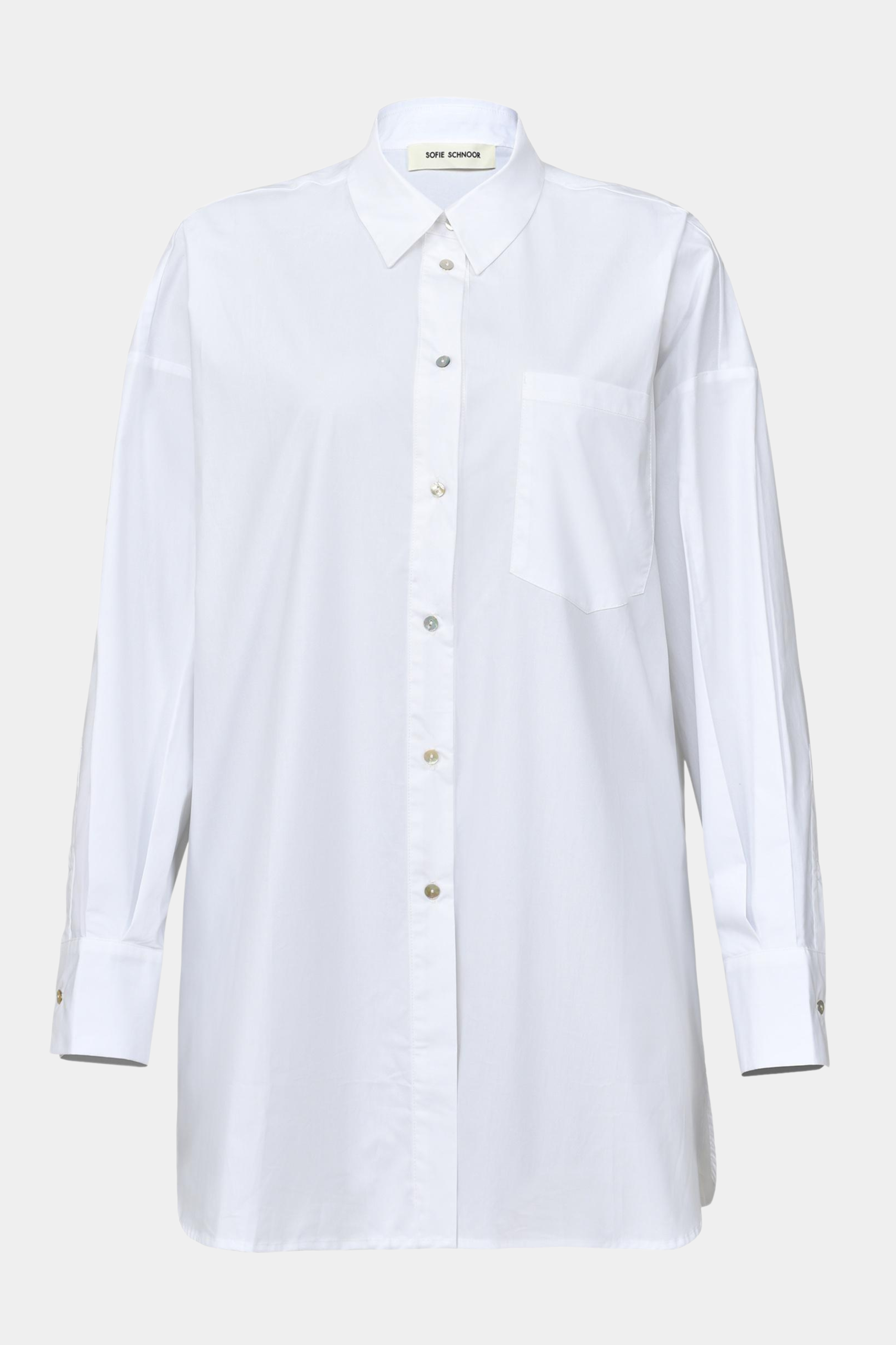 bluse, blouse, shirt, skjorte, lang, oversized, oversize, storeskjorte, langærmet, klassisk, elegant, feminin, business, work, arbejde, blød, soft, bomuld cotton, hvid, white, elegant, fin, feminine, kvinde, dame, woman