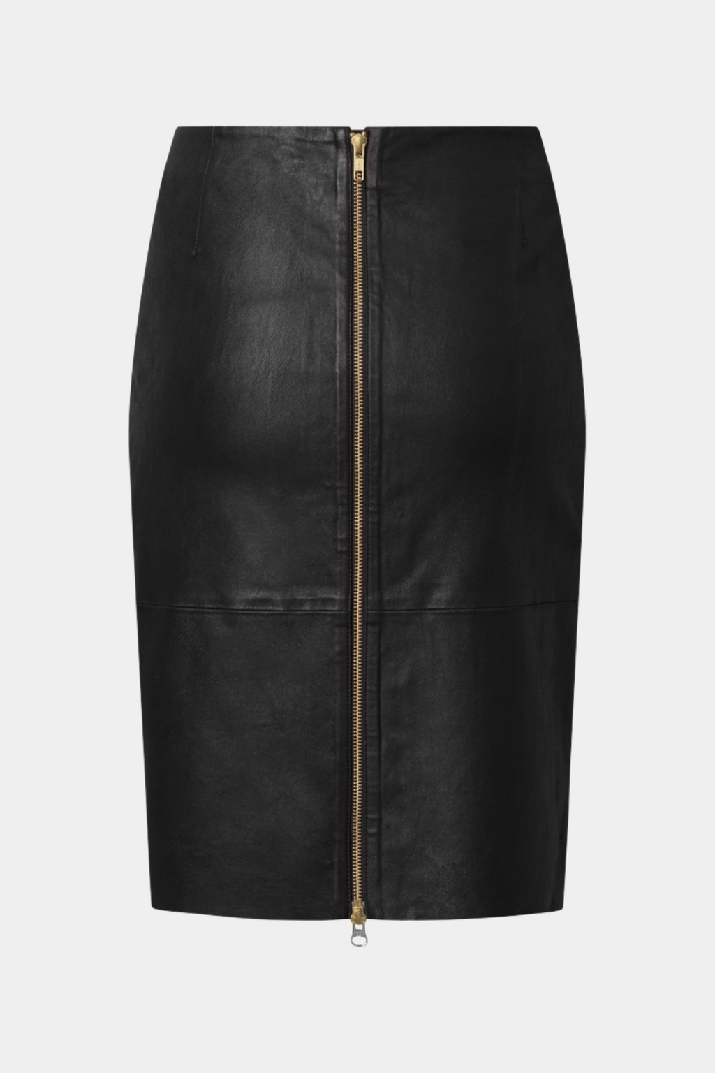 Nederdel, skirt, overknee, skind, læder, leather, lynlås, guld, sort, fin, smuk, elegant, klassisk, feminin, rå, cool, sej, pæn, sofistikeret, klassisker, basis, basic, musthave, hverdag, fest