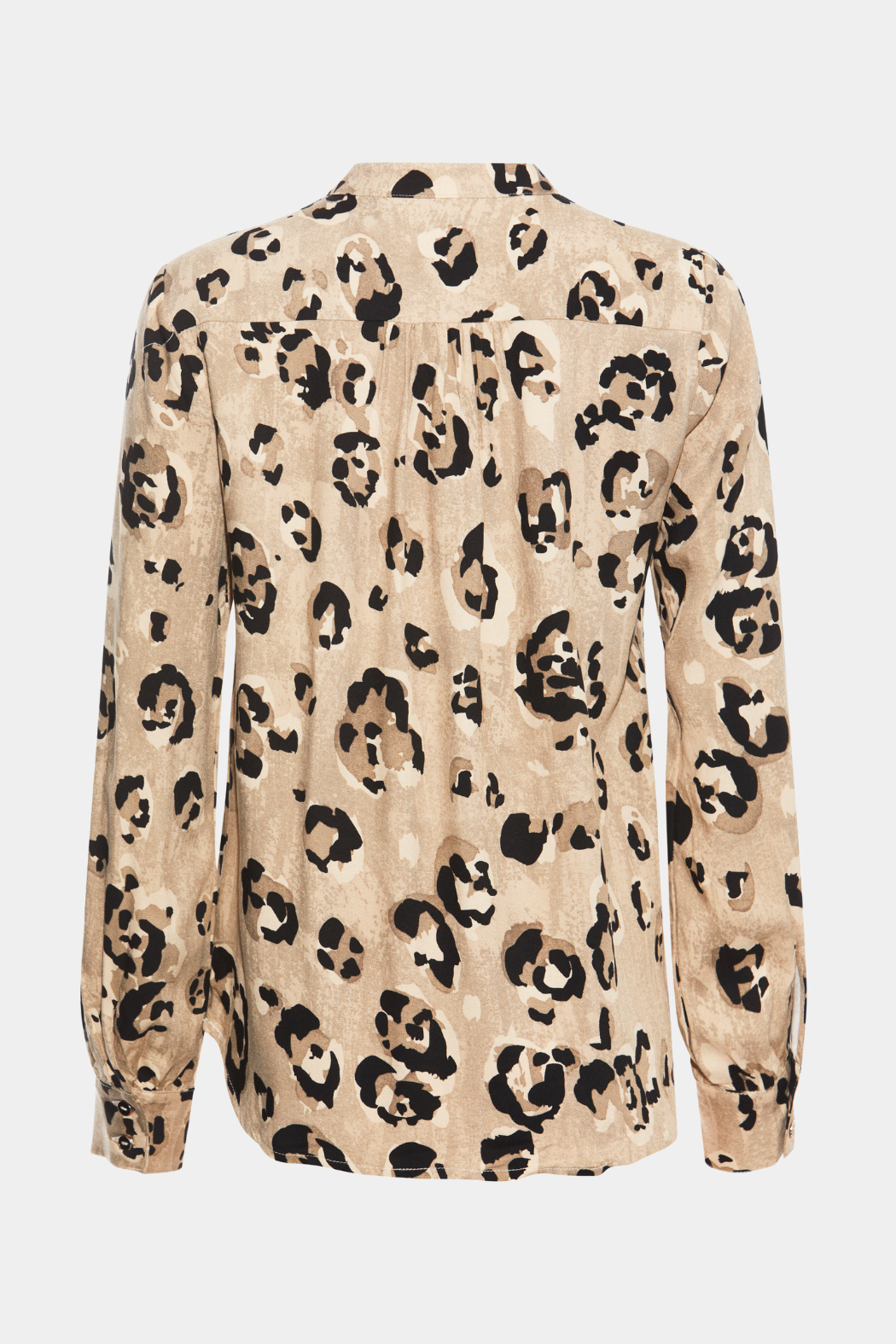 skjorte, shirt, bluse, print, beige, sort, leo, leopard, kinakrave, stolpelukning, fin, smuk, elegant, klassisk, feminin, pæn, yndig, rå, cool, sej, unik, musthave, hverdag, fest