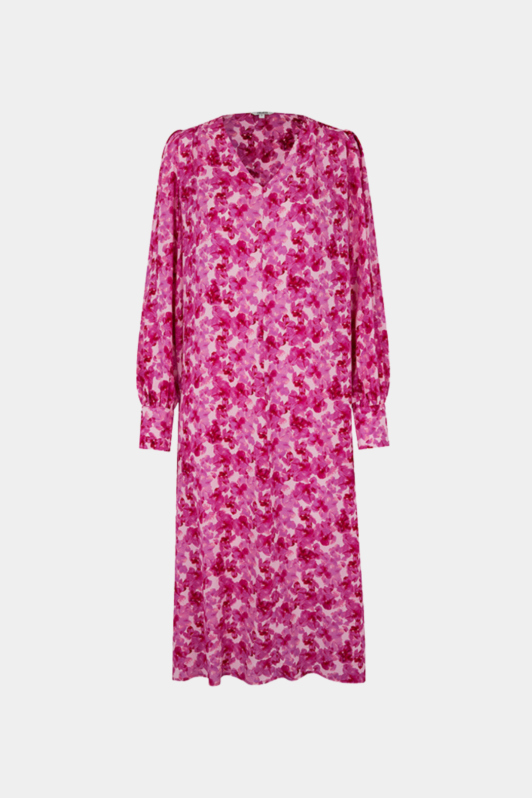 kjole, dress, lang, oversize, rummelig, print, blomster, pink, lyserød, rosa, fin, smuk, elegant, klassisk, feminin, pæn, rå, cool, sej, unik, hverdag, fest