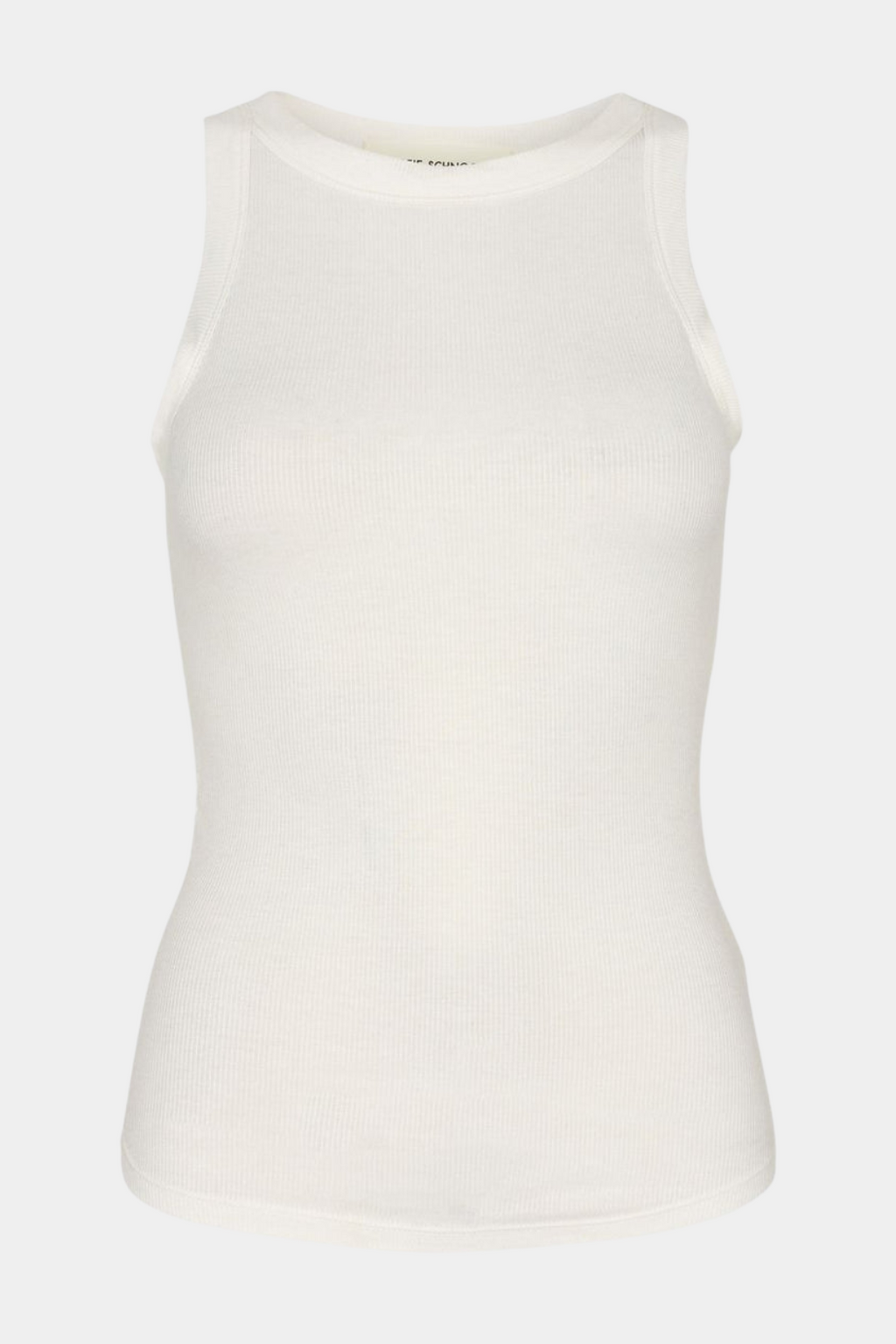 top, bluse, hvid, white, rib, rundhals, viskose, let, blød, fin, smuk, elegant, klassisk, feminin, pæn, rå, cool, sej, unik, musthave, basis, basic, hverdag, fest