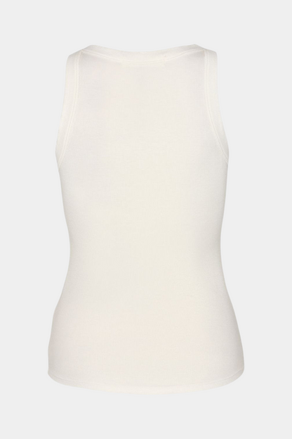 top, bluse, hvid, white, rib, rundhals, viskose, let, blød, fin, smuk, elegant, klassisk, feminin, pæn, rå, cool, sej, unik, musthave, basis, basic, hverdag, fest