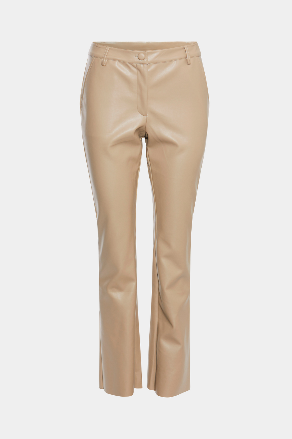 buks, bukser, pants, pu, puskind, pulæder, vegansk, sand, beige, læder, skind, skindbukser, læderbukser, vidde, trompet, fin, smuk, elegant, klassisk, feminin, pæn, rå, cool, sej, unik, musthave, hverdag, fest