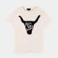 t-shirt, tee, kortærmet, short sleeve, hvid, white, råhvid, print, tyr, bull, logo, klassisk, basic, basis, blød, soft, bomuld, bomuldstshirt, sort, hverdag, fin, dame, kvinde, cool, rå, woman